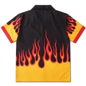 Aolamegs Vyrų Marškinėliai Diablo Flame Kratinys Havajų Marškinėliai Mados Hip-Hop High Street Streetwear Unisex Vasaros Atsitiktinis Marškinėliai