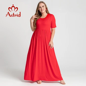 Astrid Moterų Vasaros Suknelė Moterims 2021 Elegantiškas Atsitiktinis Sexy O-kaklo Prom šalies Raudona Paprastos Suknelės plius dydžio Ilgas Chalatas moterims
