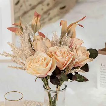 Aukštos Kokybės, Dirbtinės Rožės Sausų Gėlių Puokštė Stalo Puošmena namų dekoro vestuvių puokštė