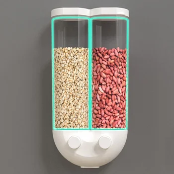 Automatinis Grūdų Saugojimo Dėžutė Grūdų Balionėlis Maisto Bakas Virtuvės Ryžių Indą Organizatorius Sienos, Sumontuoti Plastikiniai Laikymo Skardinės Įrankiai