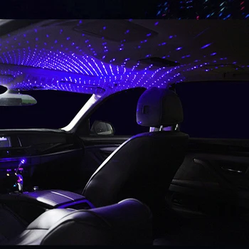 Automobilių Stogo Star Šviesos Interjero LED Žvaigždėtą Lazeriu Atmosferą Aplinkos Projektorius USB Auto Apdaila Nakties Namų Dekoro Galaxy Žibintai