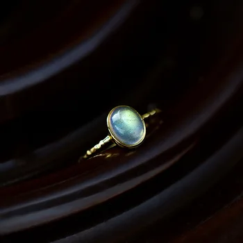 BK 925 Sterlingas Sidabro Žiedas Moterims Asmenybės Paprasta Unikalus Gamtos Kiaušinių Brangakmenio Derliaus Vestuves Lady Fine Jewelry