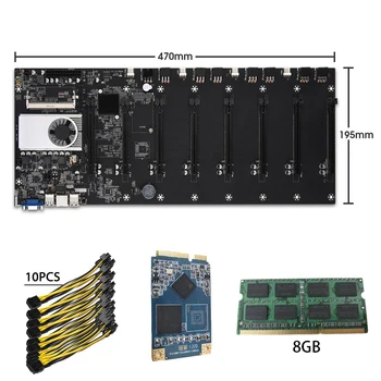 BTC-T37 Riserless Kasybos Plokštę 8 GPU Bitcoin Kriptografijos Etherum Kasybos Rinkinys su 8 gb DDR3 RAM 1037U 128 GB mSATA SSD Maitinimo Kabelis