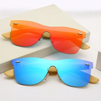 Bambuko Medienos Akiniai nuo saulės Prekės ženklo Dizainas Vyrai Moterys Taškus Aikštės Saulės akiniai UV400 Atspalvių Akių oculos de sol