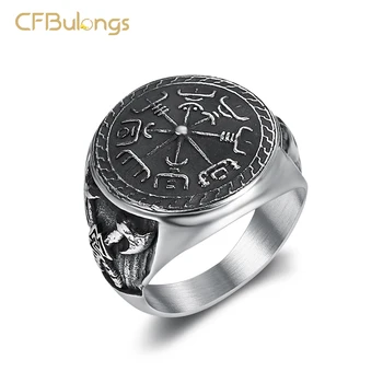 CFBulongs Naujas 316L Nerūdijančio Plieno, Šiaurės Religinių Antspaudas Amuletas Rune Vyrų Žiedas Skandinavijos Simbolį, bižuterijos