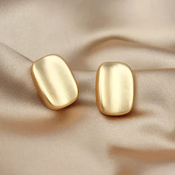 Carvejewl stačiakampio stud auskarai Korėja dizaino, matinės aukso apkalos spalvų paprastas metalo geometrinis auskarai moterims mergina papuošalai