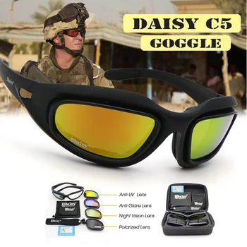 Daisy C5 Poliarizuota Armijos Akiniai Karinės Akiniai nuo saulės, 4 Objektyvo Rinkinys Vyrų 