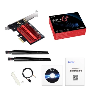 Fenvi WiFi 6E AX210 Belaidžio PCIe Card Tri-Band 6Ghz/5G/2.4 Ghz Bluetooth 