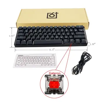 GK61 SK61 61 Klavišas Mechaninė Klaviatūra USB Laidinė LED Apšvietimu Ašis Žaidimų Gateron Optiniai Jungikliai Darbalaukio Dropship