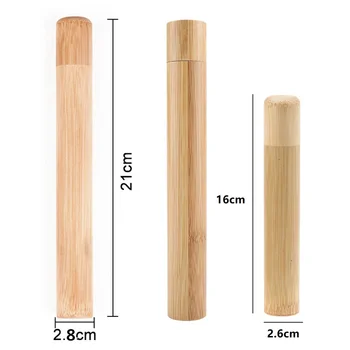 Gamtos Ekologinio Draugiškas Bambuko dantų šepetėlį Kelionės Atveju Daugkartinio naudojimo Bambuko Nešiojamų Kelionių turėtojo nustatyti Skalbti BPA Free bambuko atveju