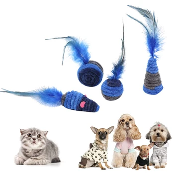 Katė Self-excited Žaislas Tamsiai Mėlynos Serijos Plunksnų Žaislų Namuose Kovos su depresija Pliušinis Lynų Vyniojimo Kačių Žaislai Interaktyvus Stick Bell Ball