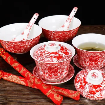 Kinijos Vestuvių Stalo Raudonos Keramikos Dragon 