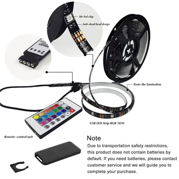 LED Juostelės Žibintai, RGB 5050 SMD Lanksti Juostelė Smart APP Su 24keys IR kontrolės 1/2/3/4/5m TV Darbastalio Ekrano Apšvietimas Diodų Juosta