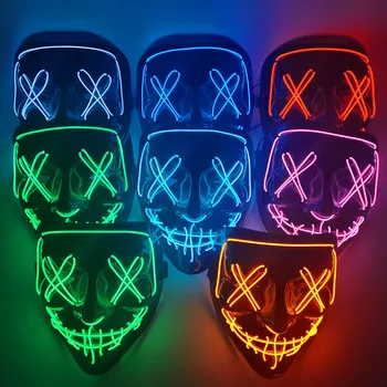 LED Žėrintis Baisu Masque Kaukę Maskuotis Neono Švytėjimas Kaukės Helovyno Cosplay Siaubo Kaukėmis Helovinas Šalis Cosplay Apdailos Rekvizitai