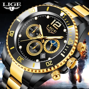 LIGE 2021 Nauji vyriški Laisvalaikio Sporto Watch Top Prabangos Prekės, vyriški Žiūrėti Vandeniui Šviesos Nerūdijančio Plieno Vyrų Riešo Žiūrėti+box