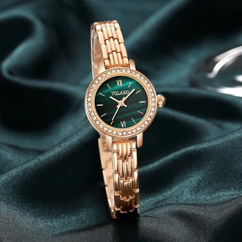 Mados kalnų krištolas Žalia Žiūrėti Rinkinys Moterims Rose Aukso Apyrankę Laikrodžiai Dovanų Reloj Mujer Zegarek Damski
