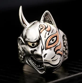 Mados kūrybiškumą Vyrų, Moterų Mados Fox Veido Katės Susiduria su Žiedo Punk, Gothic Žiedas Demonas Pusę Veido Žiedas dovana