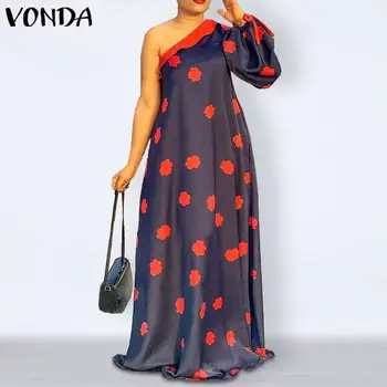 Maxi Suknelė VONDA 2021 m. Derliaus ilgomis Rankovėmis Gėlių Spausdinti Suknelės Moterims Bohemijos Šalies Vestidos Vasaros Elegantiškas Apdaras