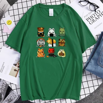 Mažai Žavinga Katė, Šuo Gyvūnų Suši Animacinių Filmų Print Print Vyrų T Shirtharajuku T Marškinėliai Atsitiktinis Marškinėliai, Kvėpuojantis Mens Tshirts