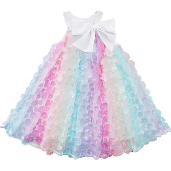 Mergaičių kūdikių dress 2021 m. mergina vasaros rankovių Princesė Mergina sparno akių siuvinėjimo suknelė suknelė užsienio kvėpavimas kūdikio gimtadienio suknelė