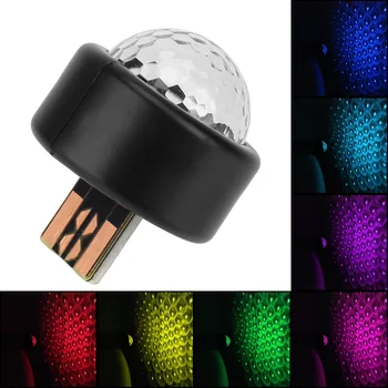 Mini USB Atmosfera Lempa, Automobilis, Aplinkos Šviesos Auto Spalvinga Dekoratyvinė Lempa LED RGB Interjero Lempos Automobilio Stogo Star Light