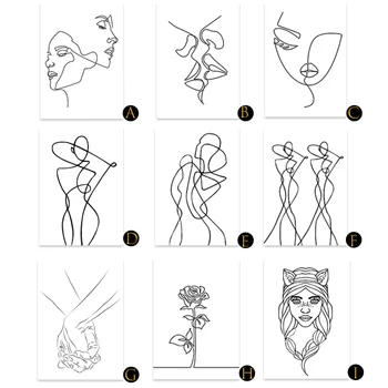 Minimalistinio Piešinys Sexy Moters Kūnas Nuogas, Plakatų Ir Grafikos Sienos Drobė Meno Tapybos Sienos Nuotraukas, Miegamojo Apdaila