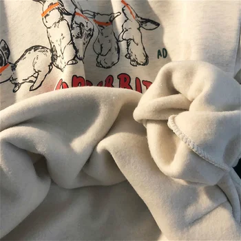 Moterų Hoodies Naujas Prarasti Kišenėje Spausdinimo Aksomo Šiltas Storas Studentų Laisvalaikio Harajuku Streetwear Puloveriai, Susagstomi Megztiniai