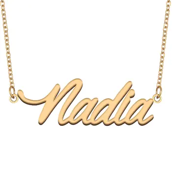 Nadia Pavadinimas Karoliai Moterų Nerūdijančio Plieno Papuošalai 18k Auksu Lentele Pakabukas Femme Mama, Dovana Draugei