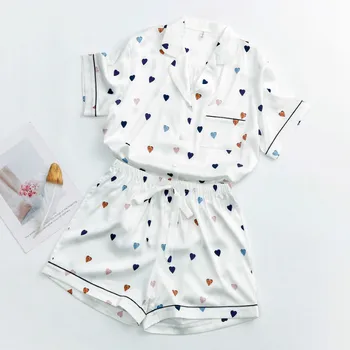 Namų Drabužius, Šilko Moterų Pižama Vasaros Satino Moterų Sleepwear Pyjama Satino Femme Roomwear Miego Viršūnes + Kelnės Pijamas Pižamą