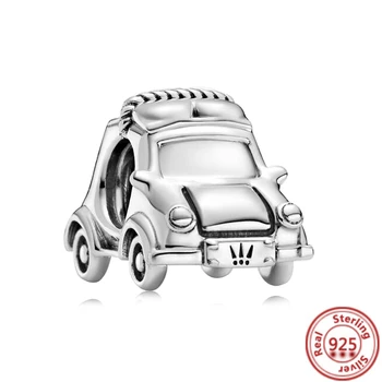 Naujas Originalus 925 Sidabro Laimingas Jubiliejų Elektrinių Automobilių Gamą Tuščiaviduriai Žavesio Granulių Tinka Pandora Apyrankės Moterims 