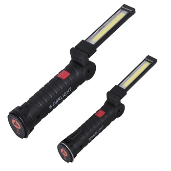 Nešiojamų COB LED Žibintuvėlis USB Įkrovimo Darbą Šviesos Magnetinis Lanterna Kabo Lempa su įmontuota Baterija Kempingas Fakelas