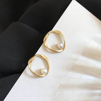 Paprastas Dizainas Susukti Geometrija, smulkūs Auskarai Žavių Moterų Vestuvių Aukso Spalvos Stud Auskarai bižuterijos Mergina Dovana