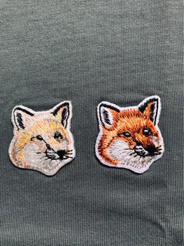 Paprastas Klasikinis Mažai Siuvinėjimo Fox Šukuotinės Medvilnės marškinėliai Trumpas rankovėmis Tee Marškinėliai Vyrams ir Moterims