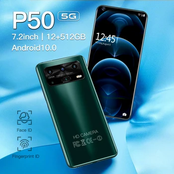 Pasaulio Smartfon HUAWA P50 Pro Andriod10 7.2 Colių ROM 5800mAh 5G 16MP+32mp Fotoaparato 12+512 GB Mobilusis Telefonas