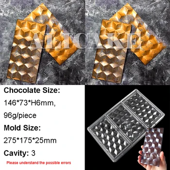 Polikarbonato Šokolado Liejimo 3D yra Maisto Klasės, Pelėsių Šokoladas Storio Pelėsių Diamond Dėklas Torto Formą Kepimo Pyragai, bandelės, Kepyklos Įrankiai