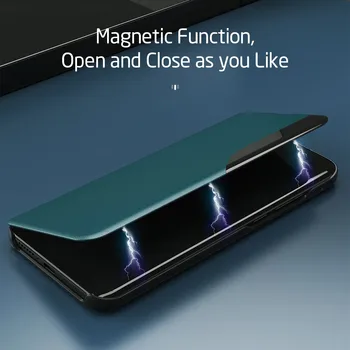 Pu odos smart view flip telefonas apima atveju xiaomi redmy redme redmi note10 10 pastaba pro ne 10pro magnetinis knygų stendas coque