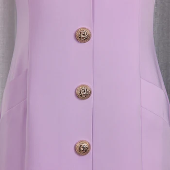 S-XL Aukštos Kokybės 2020 Metų Vasaros Nauja Mada Violetinė Rankovių Vamzdžio Viršaus Vieną Krūtinėmis Kišenėje Plonas Diržas Sexy Woman Suknelė