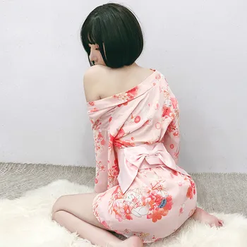 Seksualus Erotiniai Apatinis Trikotažas Japonijos Drabužius Spausdinti Sakura Kimono Suknelė Seksualus Kimono Skraiste Sleepwear Porno Japonijos Kimono Cosplay Vienodas