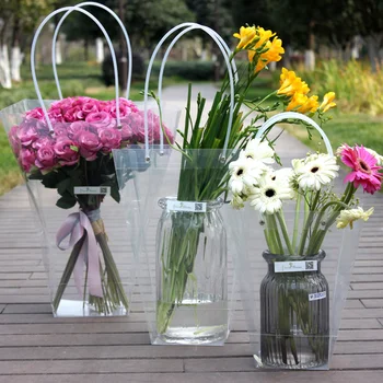 Skaidrus PP Gėlių Krepšelis atsparus Vandeniui Gėlių Pakuotės, Dėžutės, Gėlių Lankstymo Rankinės