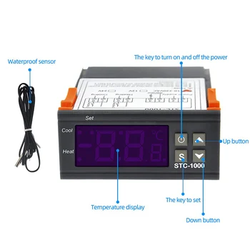 Skaitmeninis Temperatūros Reguliatorius Termostatas Thermoregulator Inkubatorius LED 10A Šildymo Aušinimo Termostatas -1000 12/24/220V