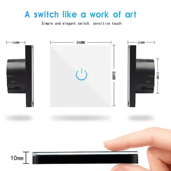 Smart Sienos Touch Sensorius Jungiklis ES Standartas Šviesiai Pilka Krištolo Jutiklinį Jungiklį Power 1/2/3 Gauja 1 Būdas AC 220 Smart Gyvenimo Namuose
