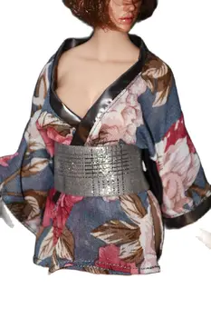 TBLeague Phicen lėlės 1/6 moterų seksualus drabužiai Kimono spausdinti ultra-plonas metalinis tinklelis aukštos ritininės kimono tinka 12