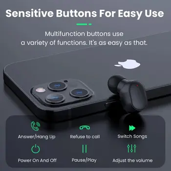 TWS Bluetooth 5.1 Ausinių Wireless Touch kontrolės HIFI Sporto Ausines Su Mic in-Ear Ausinių Žaidimų stereo Muzikos laisvų Rankų įranga