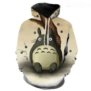 Totoro Palaidinės Hoodies 3D Atspausdintas Berniukas Mergaitė Vaikai Mados Vyrams, Moterims, Vaikams, Hoodies