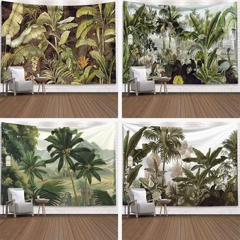Tropinių miškų, kraštovaizdžio fone audinio fone, sienų apdaila audinys audinys gobelenas namų puošybai freskos
