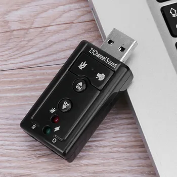 USB 7.1 Išorinių KOMPIUTERIO USB Garso Plokštę, 3.5 mm AUX Mikrofoną su Ausinėmis, Labai Lanksti, Audio Adapteriu, Plug And Play-LED Indikatorius