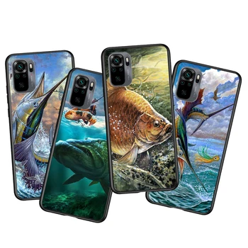 Upėtakis Skydelis Žuvų Žvejybos Xiaomi Redmi 10 Pastaba 10S 9 9T 9S 9Pro 8T Max 8Pro 8 7 6 5 Pro 5A 4X 4 Soft Black Telefono dėklas