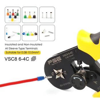 Užspaudimo replės VSC8 6-4C 0.08-10mm2 26-7 AWG reguliuojamas pavaros tikslumo vamzdis įkrovos terminalų užspaudimo rankinių įrankių Aukštos kokybės