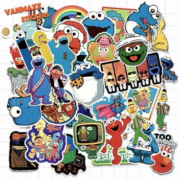 VANMAXX 50 VNT Populiarių Animacinių filmų Sesame Street Lipdukai Vandeniui PVC Lipdukas Nešiojamas Šalmas Dviračių Bagažo Žaislas, Automobilių Lipdukai