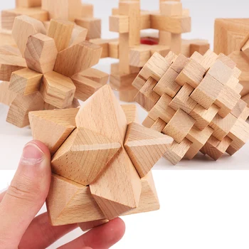 Vaikai Bambuko Kong Ming Luban Užraktas Vaikų, Suaugusiųjų Žaislas 3D Rankų darbo Matematika Galvosūkiai Smegenų Erzinti Švietimo Piršto Žaislas Gimtadienio Dovanos